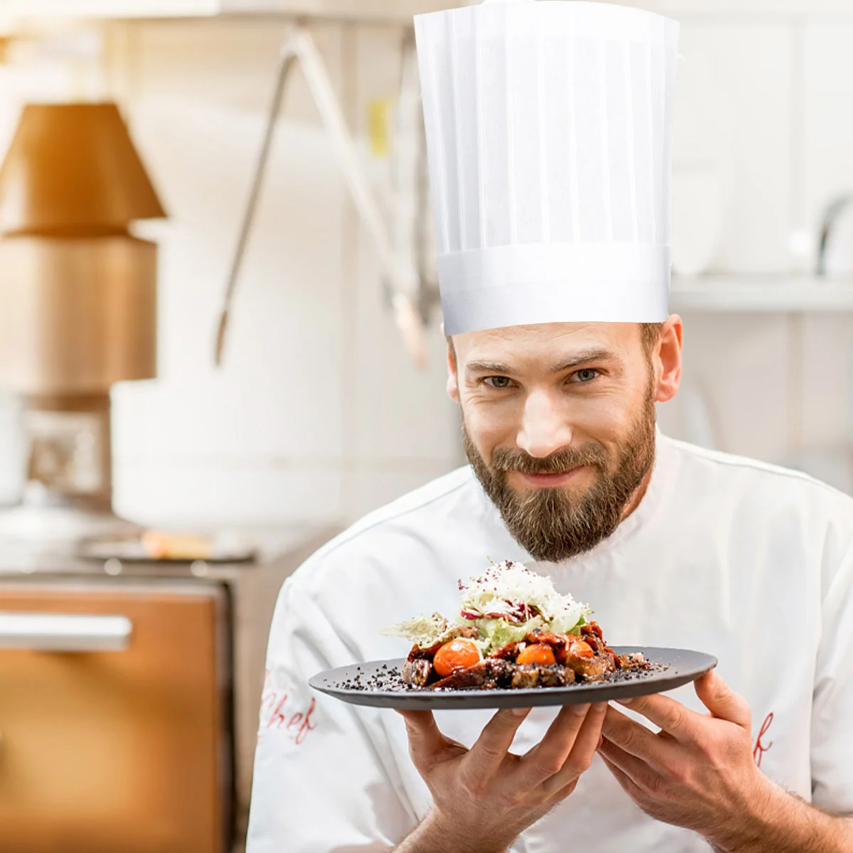 Chapeau de chef de cuisine de restaurant, chapeau de serveur de nourriture, chapeau de chef de cuisine, chapeau de travail de poulet, 5 pièces