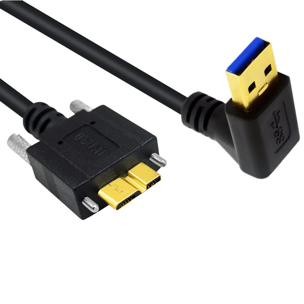 USB 3.0 Micro B Charger Data Cable With Dual Screw Locking Support Data Sync And Charging Cord USB 3.0 A Male 90 Angle To Micro