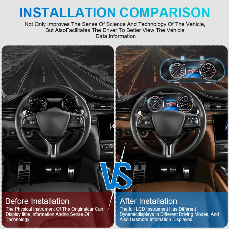 لوحة القيادة LCD لمازيراتي كواتروبورتي 2013-2023 أداة LCD الرقمية العنقودية عداد السرعة السيارات سرعة متر قمرة القيادة