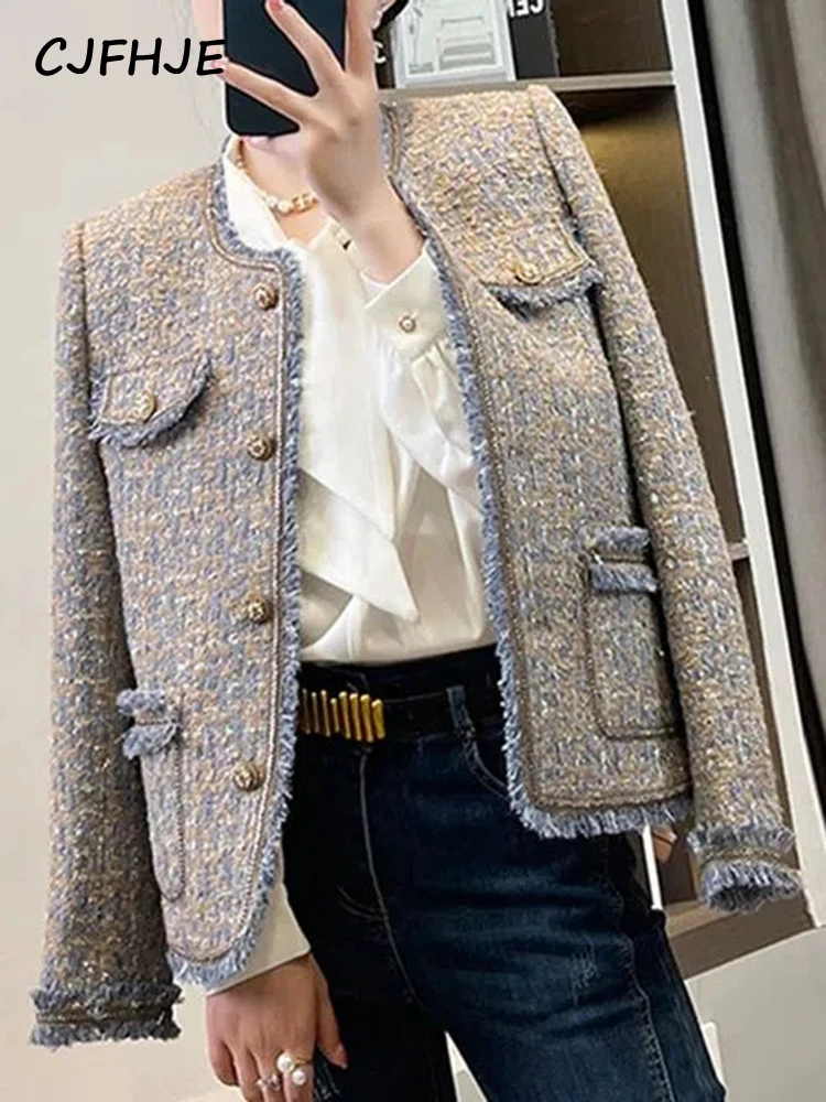 

CJFHJE Tassel Vintage Blazer Coats Women Long Sleeve Fragrant Autumn Winter Casual Fashion Suits Jackets Elegant Outerwear Tops