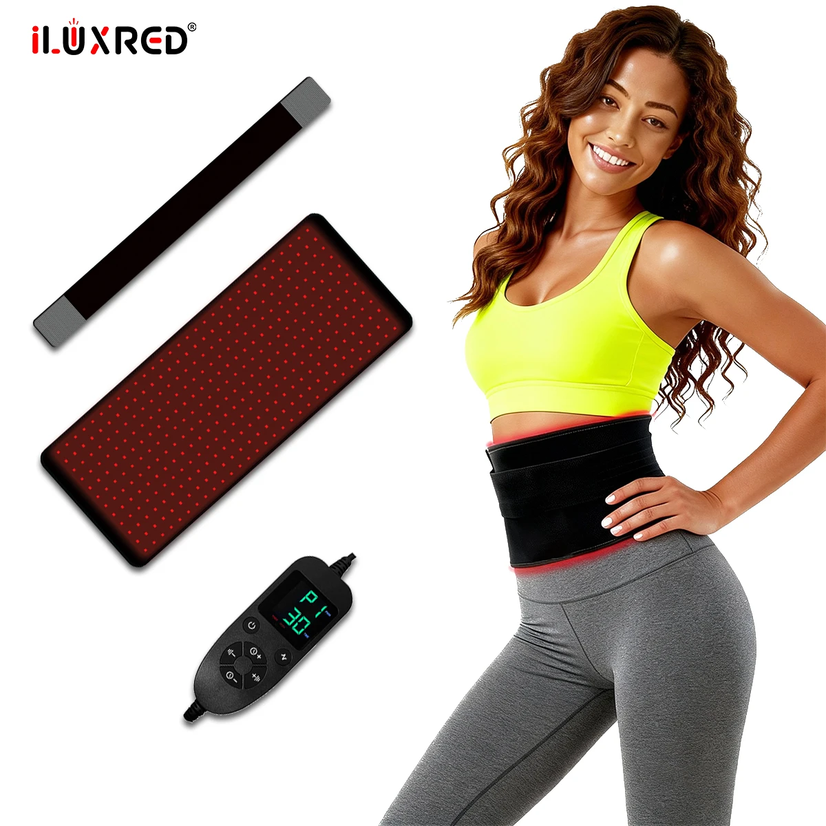 

Пояс для терапии красным светом с инфракрасными светодиодами 660 нм и 850 нм, с функцией нагрева и массажа, для домашнего использования