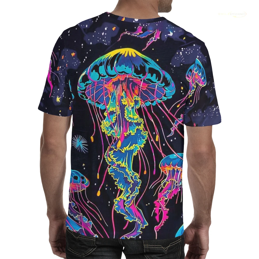 Trendy Neon Jellyfish Men’s  T-Shirt 3D Printed High Quality Short Sleeve Tops Cartoon Casual Hip Hop Fashion Man T Shirts