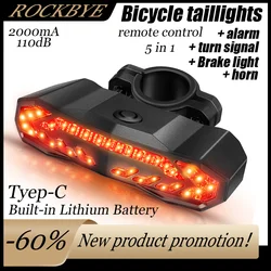 ROCKBYE Bicycle Tail Lights, Brake Lights, Alarms, Turn Signals, Horns, Five In One Multifunctional Bicycle Accessories