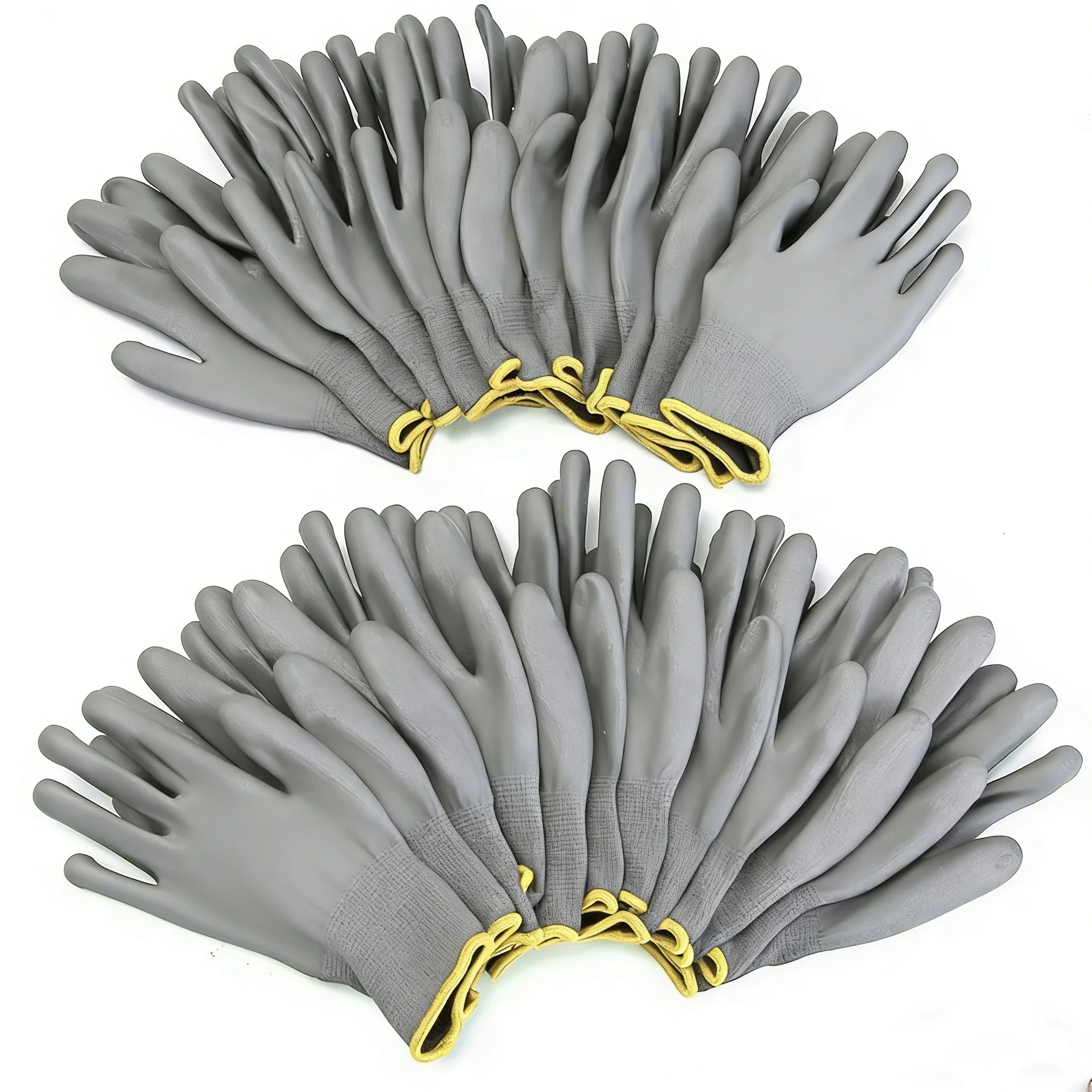 

Набор из 10/20 пар серых бесшовных трикотажных нейлоновых перчаток с полиуретановым покрытием для уборки в помещении, садоводства и ремонта