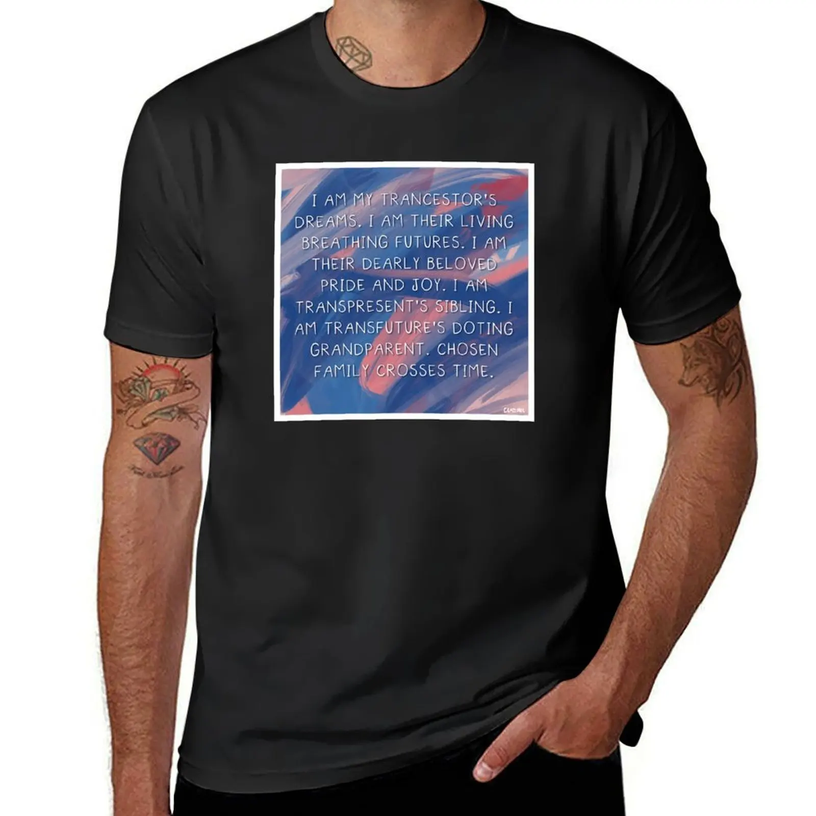 Trans joy print T-Shirt graphics vintage clothes blacks Aesthetic clothing mens big and tall t shirts