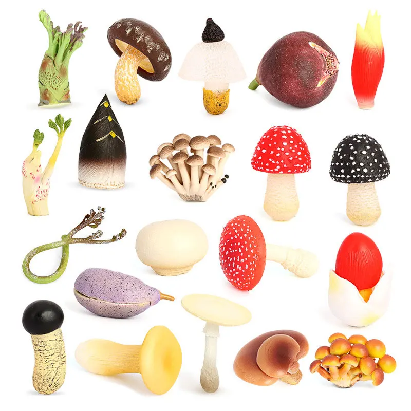 Cognitive Plant Simulation Action Figures Model Vegetables Mushrooms Fruits Bamboo Shoots Miniature Ornament Accessories Toys
