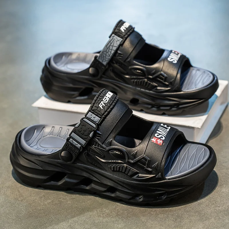 

ex Summer Уличные противоскользящие спортивные сандалии на плоской подошве, тапочки из ЭВА, дышащие пляжные шлепанцы, легкие повседневные шлепанцы на толстом каблуке...