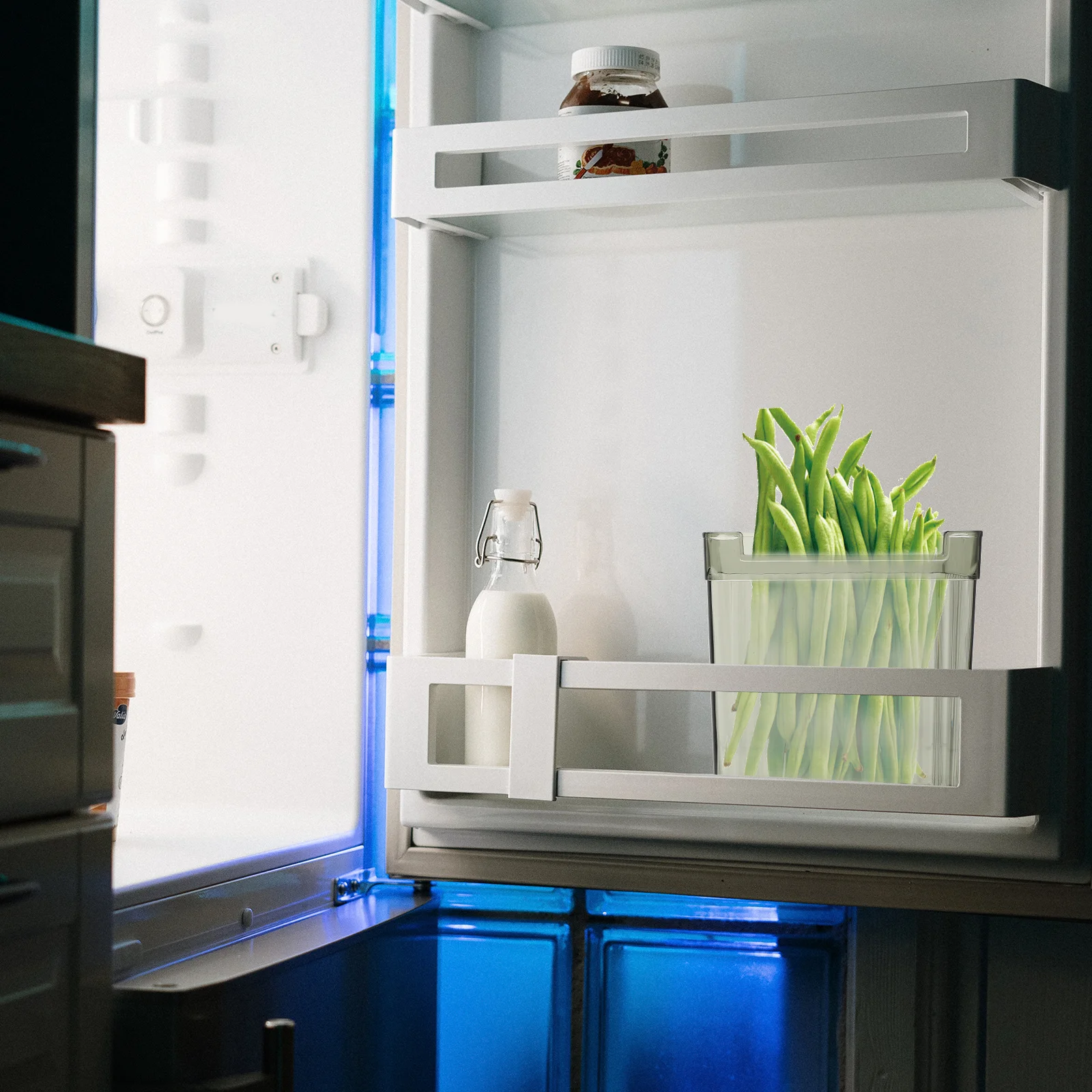 

2Pcs Refrigerator Storage Box Plastic Fruit Vegetable Container Crisper Fridge Side Door Organizer Food Preservation Box