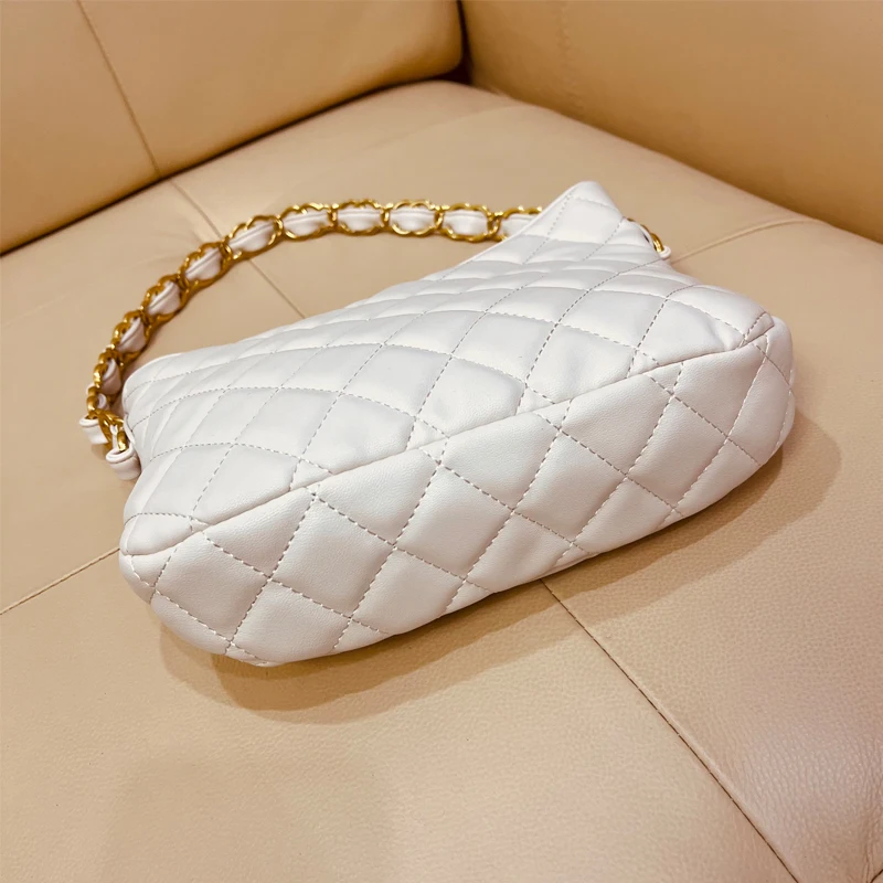  Embroidered Hobo Leather Shoulder Bag Women's Casual Chain Handle Soft Bag Young Leisure Fashion Korean Style