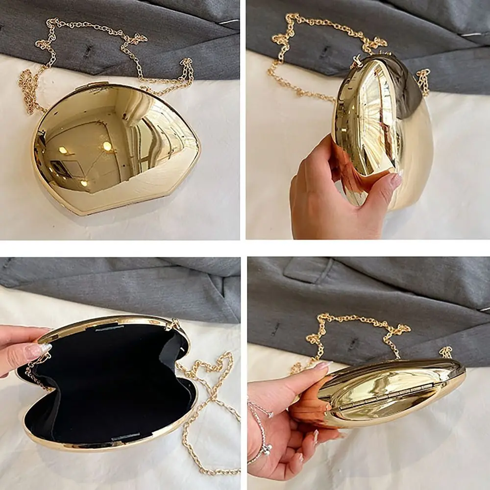 Fashion Mirror Surface Evening Bag Oval Large Capacity Dinner Bag Acrylic Banquet Clutch Women Female