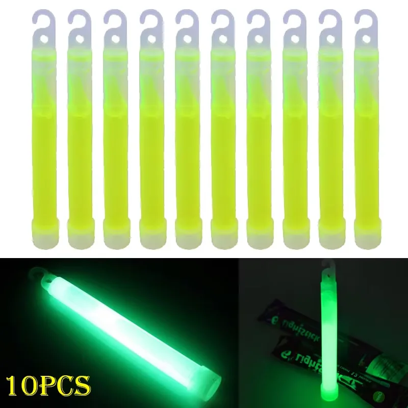 1-20pcs Glow Sticks With Hook 6 Inch Fluorescence Light For Hiking Camping Outdoor Emergency Concert Party Light Glowing Sticks