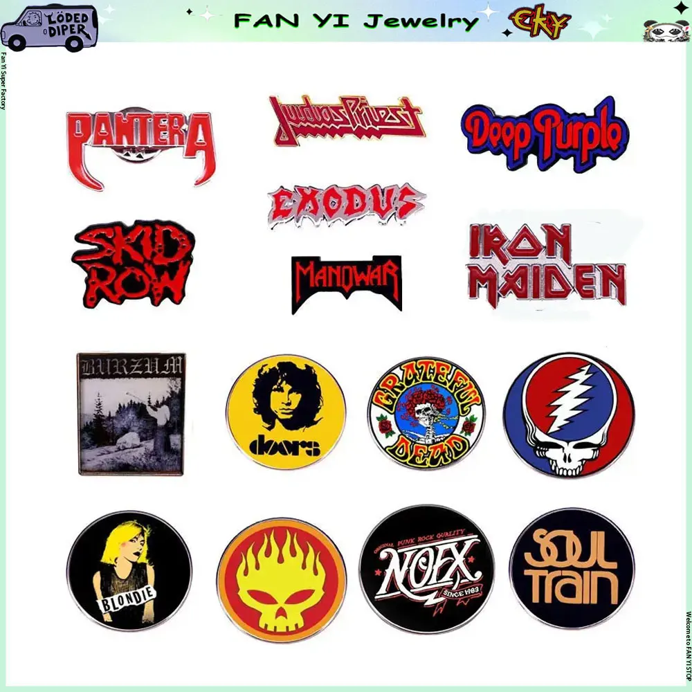 روك باند دبابيس معدنية PunkStyle المعادن الثقيلة الموسيقى التلبيب بروش شارة مجوهرات الأزياء الملابس قبعة ظهره دبوس الإكسسوارات الهدايا