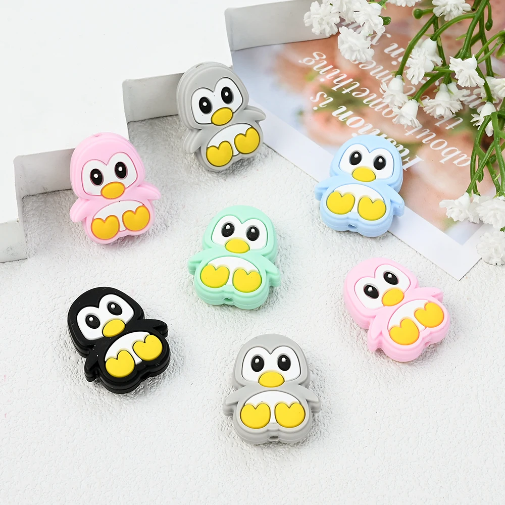 5Pcs Colorful Penguin Silicone Beads Loose Beads For DIY Handmade Pacifier Chain Bracelet Jewelry Making Accessories