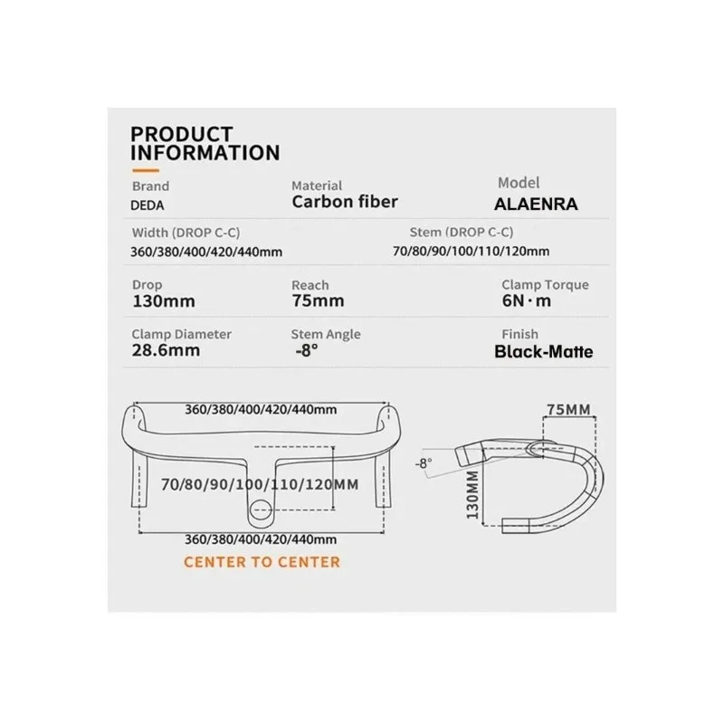 DEDA ALAENRA carbon fiber road bike handlebar，28.6mm internal wiring integrated handle, with computer bracket&titanium screws