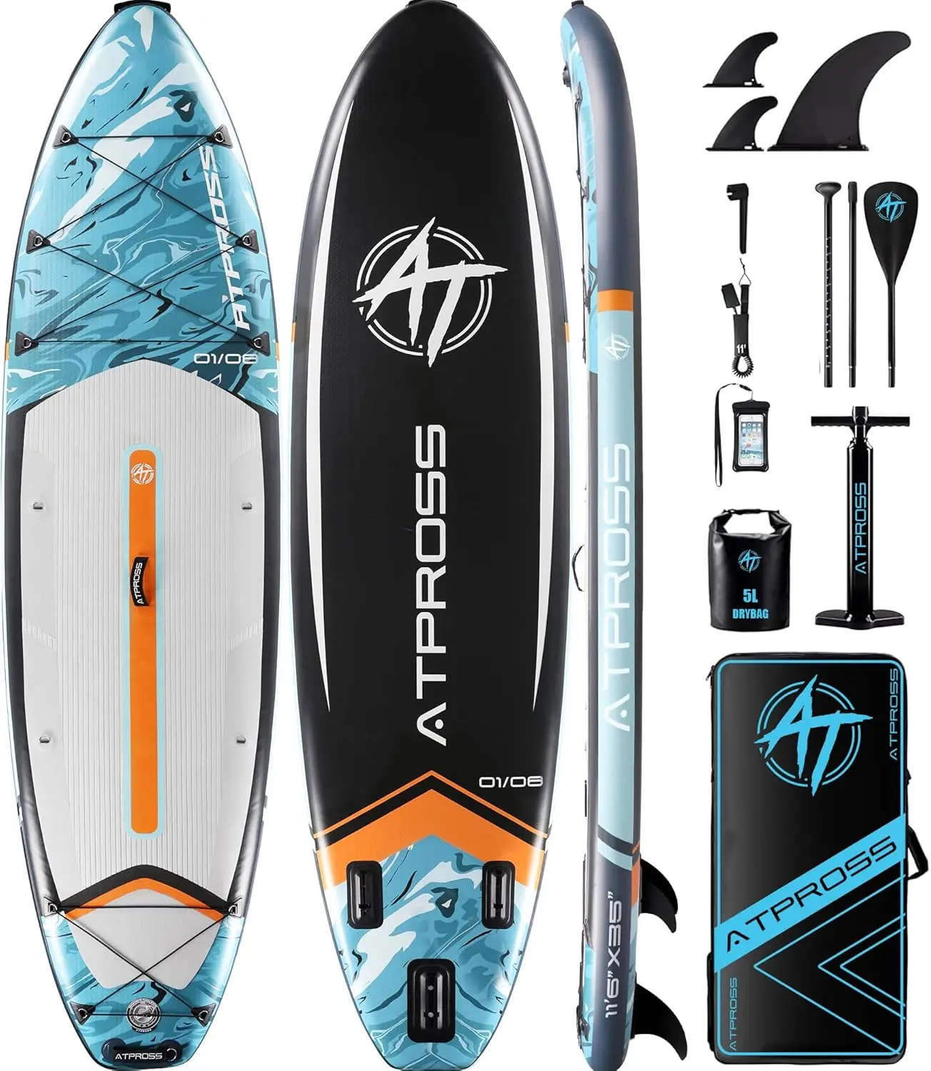 Paddle Board, 450lbs Extra Wide Stand Up Paddleboard for Adults with Premium SUP Accessories Kit & Backpack, Blow Up Kayak Non-S