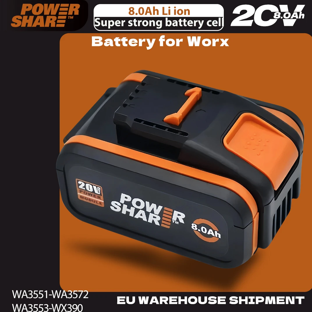 Original für Worx 20V Akku WA3551 WA3553 WX176 WX550 WX386 WXINO 3 WXGAIN WX800 WU268 20V 8.0Ah Versand aus Frankreich