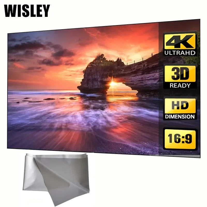 Portable Foldable Projector Screen Curtain Anti-Light 30/60/80/100/120 Inch Projection Screens for Home Outdoor Office Projector