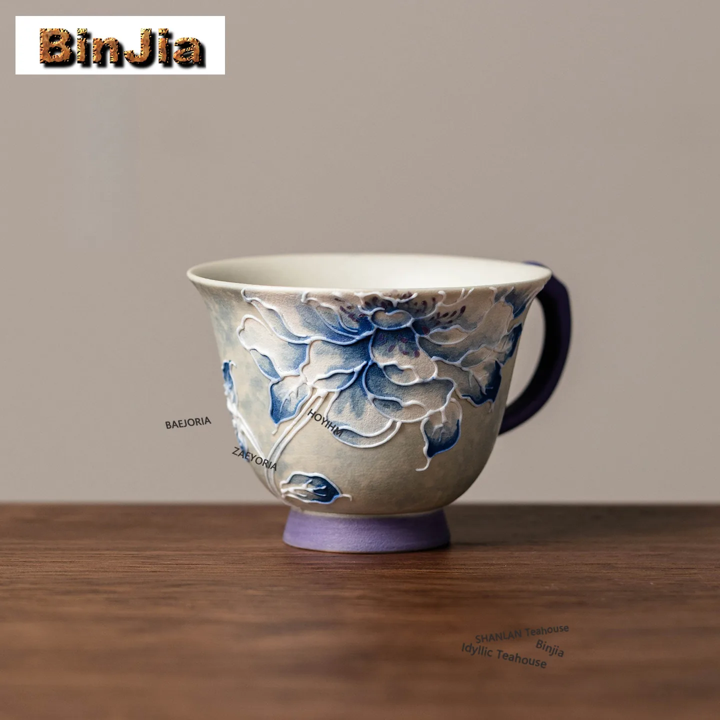 BAEJORIA 100ml Hand-painted Peony Teacup Antique Tea Bowl Mug Tea-tasting Personal Cup Jianzhan Master Cups Tableware