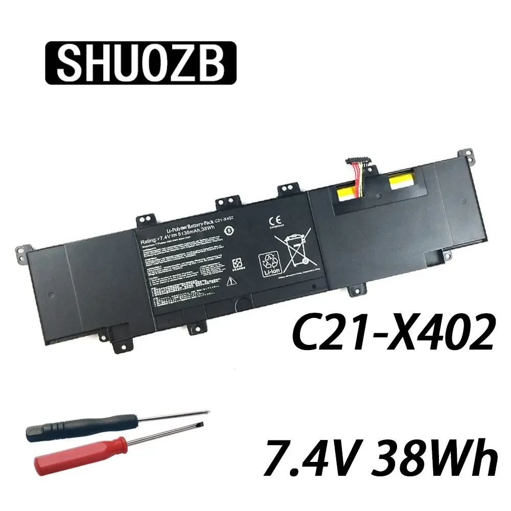 SHUOZB C21-X402 Laptop Battery For ASUS VivoBook S300 S400 S400C S400CA S400E X402 X402C X402CA series 7.4V 38Wh Free tools