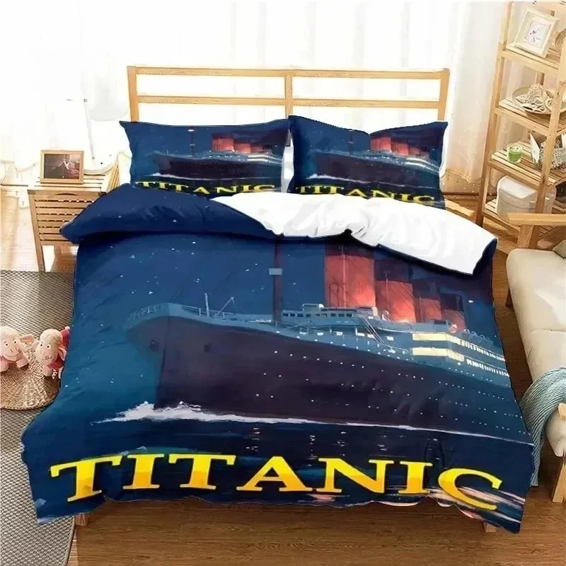 Titanic Ship Ocean Bedding Set For Bedroom Soft Modern Bedspreads Comefortable Kids Duvet Cover Quilt Cover And Pillowcase