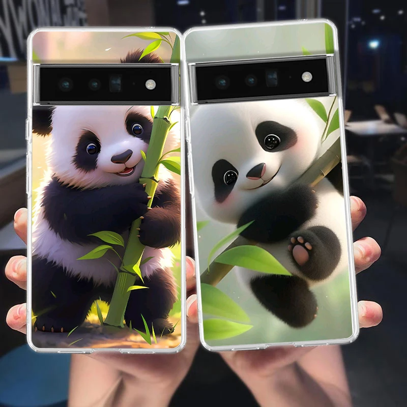 

Phone Case Cover for Google Pixel 9,8,7,6,5,4,4XL,7A,6A,5A,4A,3A,Pro,XL,5G Transparent Soft TPU Shell Cartoon Lovely Panda Capas