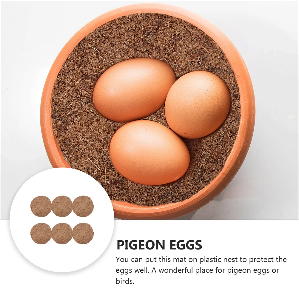 

6Pcs Bird Nest Mat Coconut Fiber Breeding Pad for Pigeon Chicken Duck Reusable Waterproof Nest Lining for Coop Use