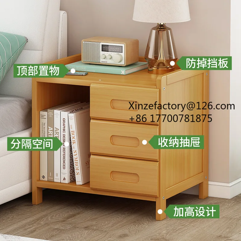Factory Direct 2026 Top Rated Solid Wood Bedroom Bedside Cabinet Locker Simple Drawer Storage Cabinet Household Small Bedside