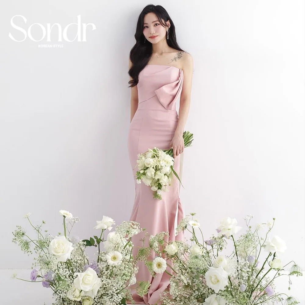 Sondr Mermaid Pink Korean Wedding Dresses Strapless Customized Bridal Photo Shoot Gown Wedding Reception Dresses 2025