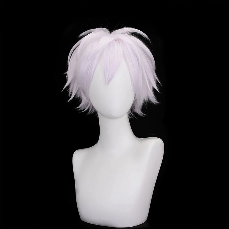 Anime Wig Spell Back to the Battle Five Stripes Goh Loose Version of the Flip Short Hair Cosplay Wig Fashion Silver White Hair