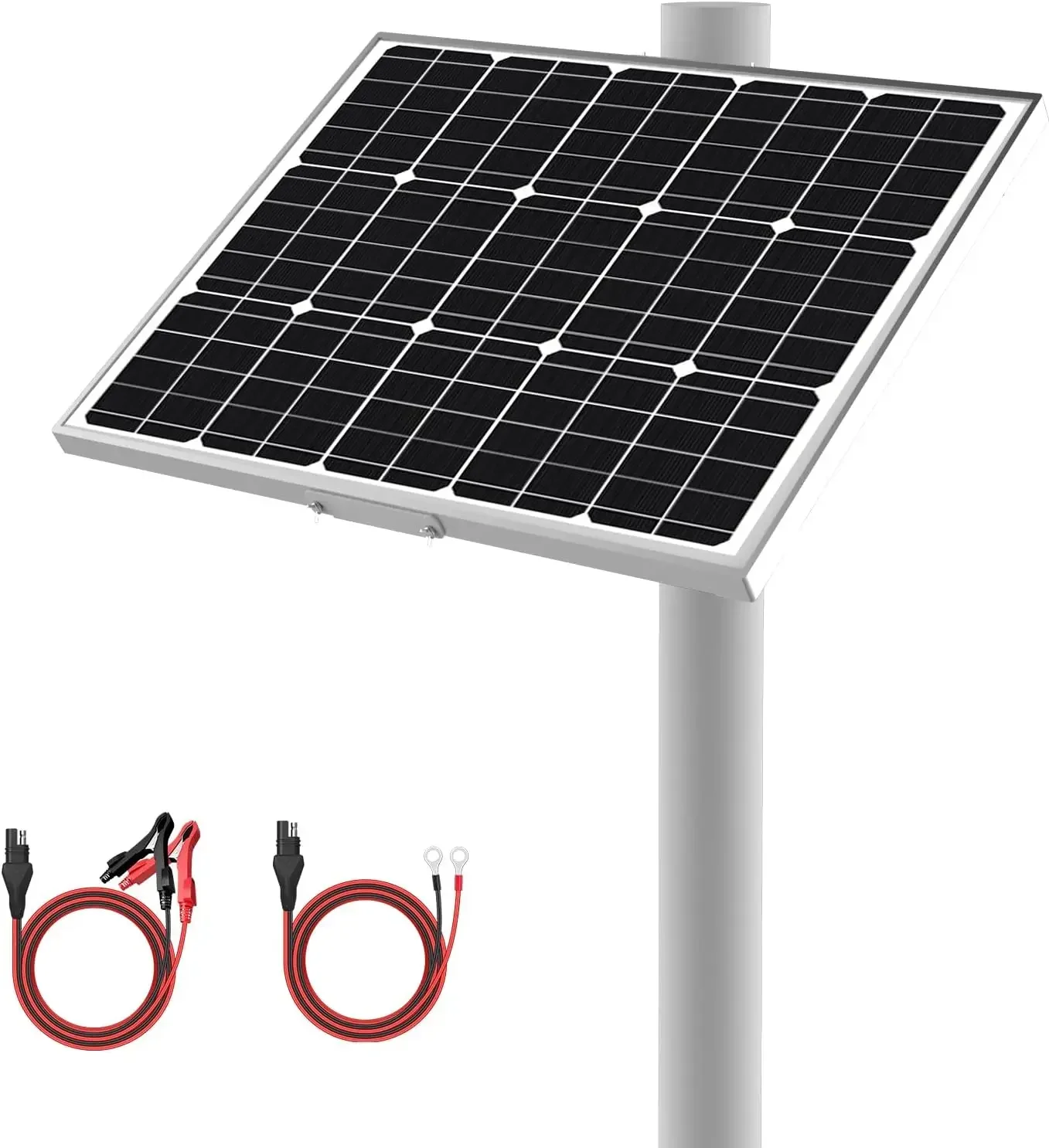 

12V Waterproof Solar Battery Trickle Charger & Maintainer - 50 Watts Mono Solar Panel Built-in UltraSmart MPPT Charge Controller