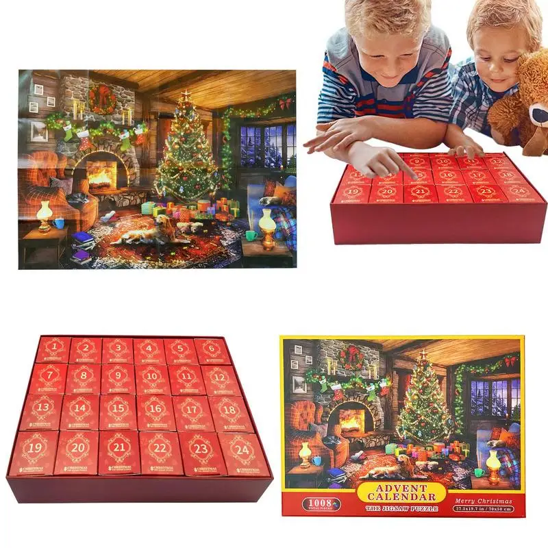 

Christmas Advent Calendar Christmas By The Fireplace Holiday Puzzles 1008 Pieces 24 Days Christmas Countdown Calendars Christmas