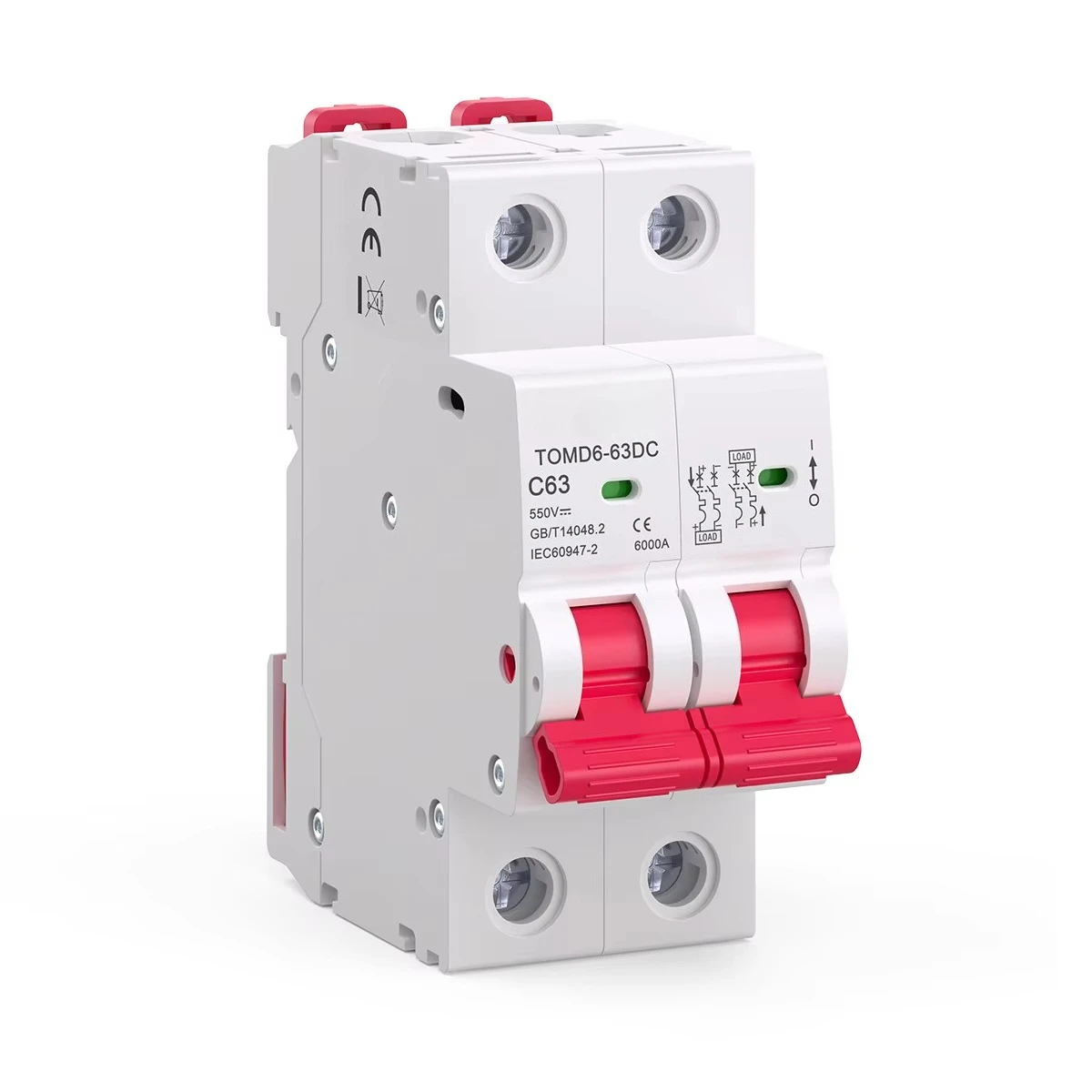 TOMD6-63DC 2P 500VDC 550VDC Miniature Circuit Breaker DC Electrical MCB with CB Certificate