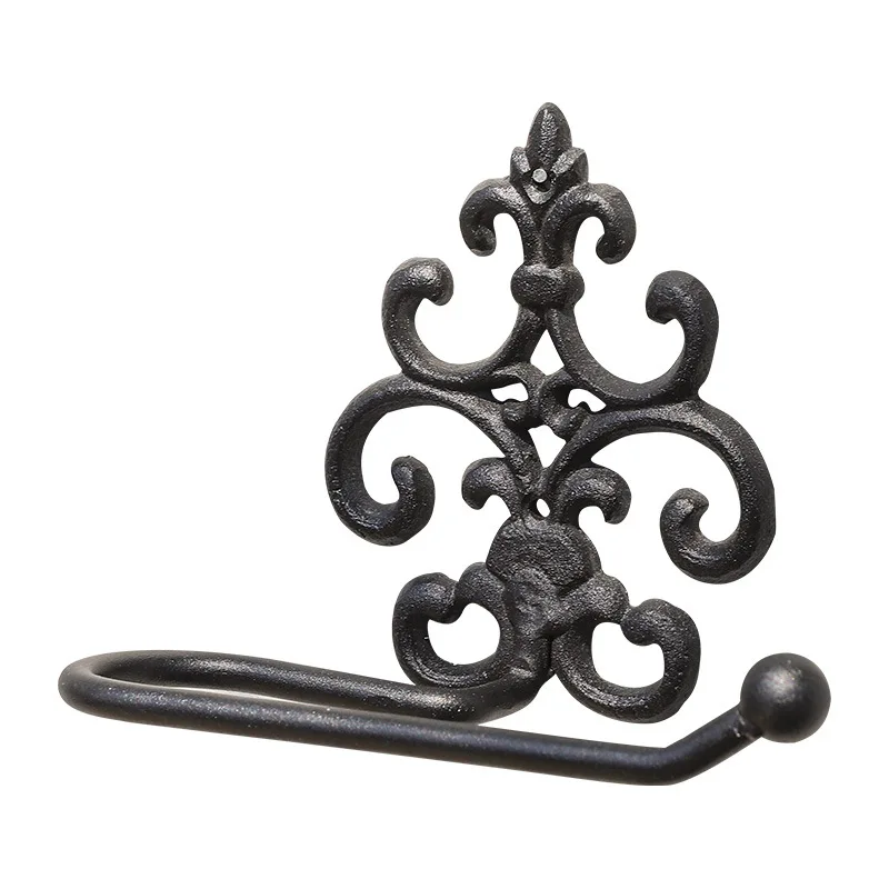Toilet Paper Towels Wall Metal Frame European Style Cast Iron Retro Toilet Tissue Holder Household Storage Rack Decoration