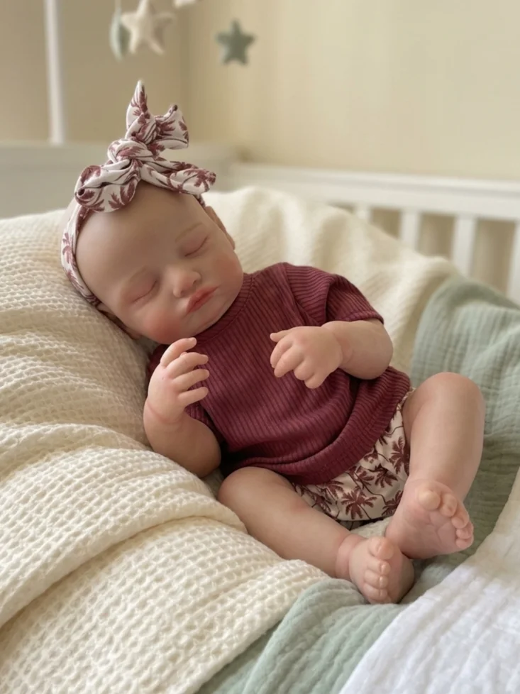 18 Inch Closed Eyes Vinyl Reborn Collectible Doll Realistic Simulation Figure for Display Collection