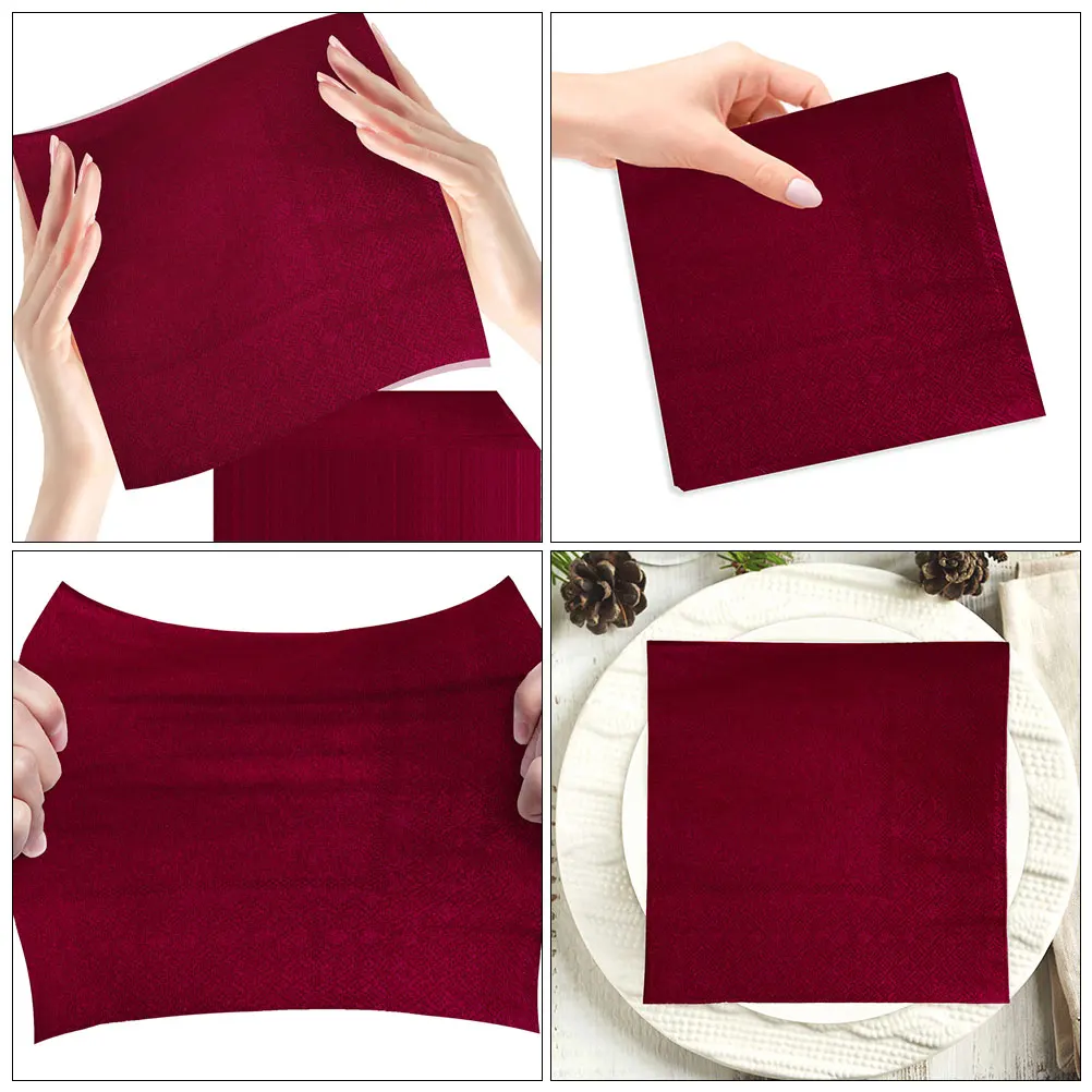 

20pcs Pure Color Paper Napkins Soft Thick Two Ply Disposable Red Tissue For Wedding Party Bathroom Kitchen Colored Napkins Bulk
