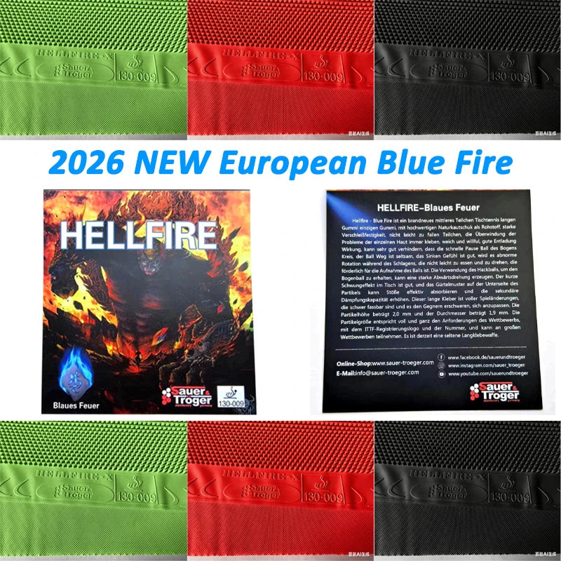 

Новая европейская накладка для настольного тенниса Blue Fire OX 2026, супермягкая, с защитой от вращения, для сложных ударов, одобренная ITTF, одинарная накладка