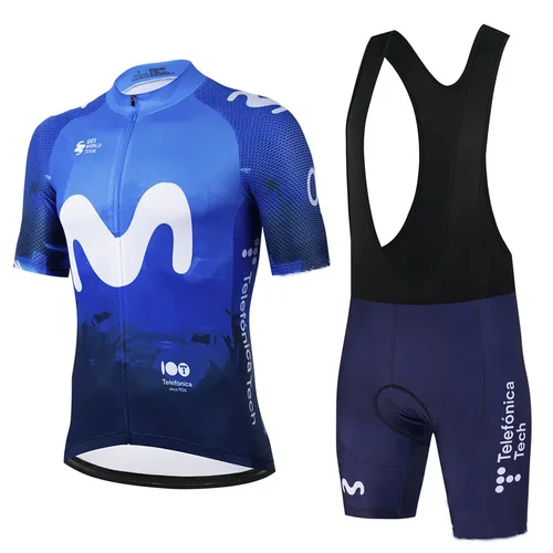 Imagen 2 del producto Movistar verano Pro equipo Ciclismo Jersey conjunto hombres bicicleta ropa traje transpirable bicicleta de montaña ropa Maillot Ciclismo Hombre