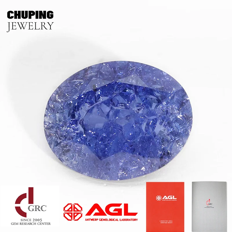 

ChuPing Customized Oval Shape Lab Sapphire Crushed Ice Czochralski Gemstone With Selectable AGL Certificate Cultivate Sapphire