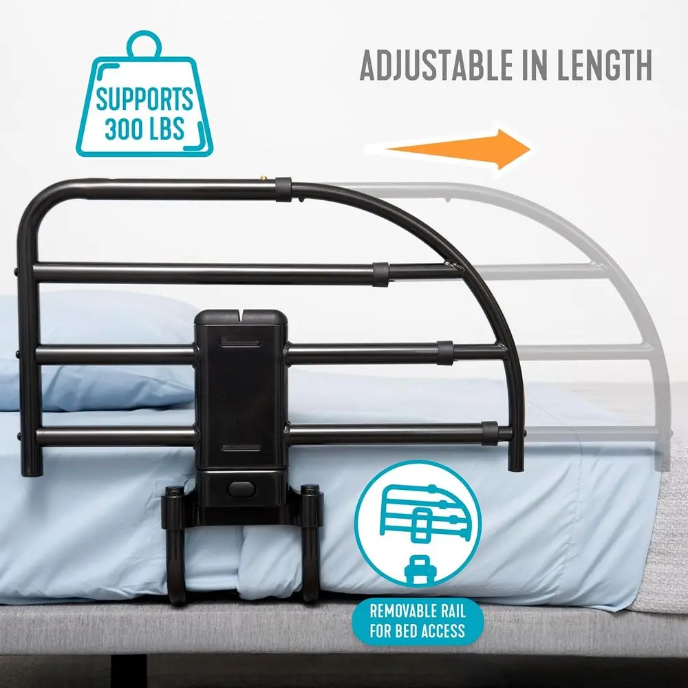 Able Lie k-N-Go Exble Bed Rail or Wood Adjustable Bed es. Removable Bed Handle or Elderly Adults and Seni, its King, Queen, ull,