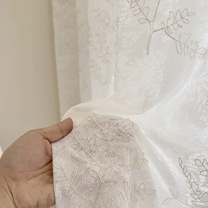 French Embroidery Carved White Screen Tulle Curtains for Bedroom Living Room French Window Balcony Window Customized Finished