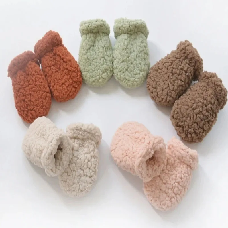 신생아부터 12 개월까지 아기용 캐시미어 장갑, 0-1 세 유아용 부드러운 겨울 장갑, 긁힘 방지 액세서리