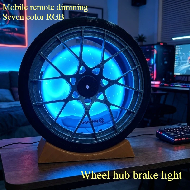 Original 3D Printed Wheel Hub Brake Lights, USB Plug-in RPG APP Remote Control Desktop Ornament Bedside Atmosphere Light