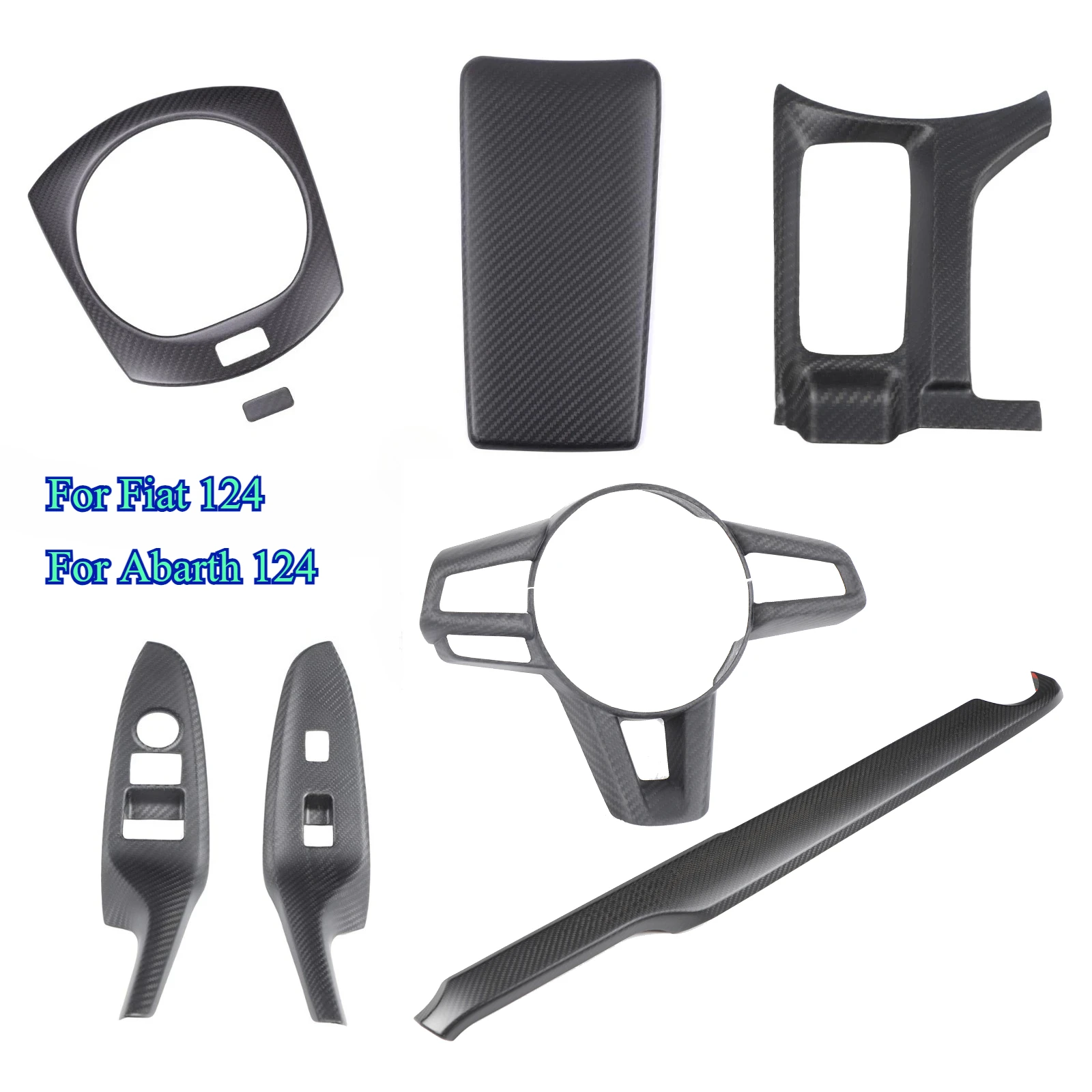 

For Fiat 124 For Abarth 124 carbon fiber Center Control gear shift Panel Multimedia Panel Cover steering wheel frame car Sticker