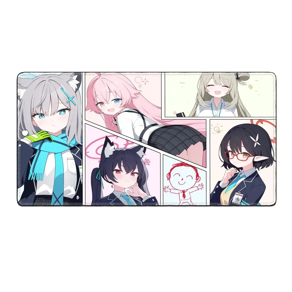 HYBXAXC Cute Girl Takanashi Hoshino Mouse Pad Anime Blue Archive Laptop PC Desk Mat Gamer Mat Large Non-slip Keyboard Mouse Mat