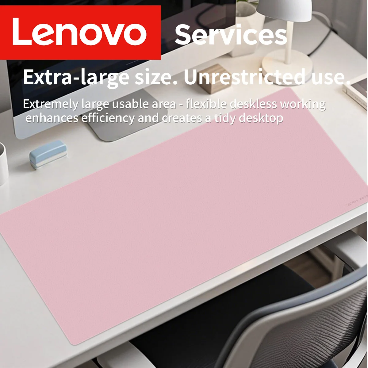 Lenovo Large Leather Desk Mat Minimalist Waterproof Mouse Pad Heat Resistant Desk Blotter for Office Gaming Writing Laptop