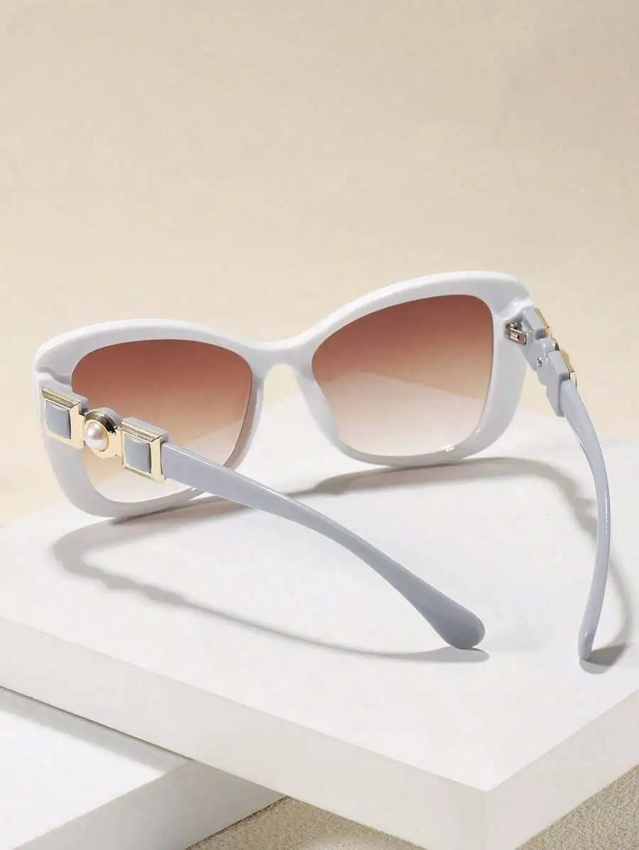 Pearl-Inspired Acrylic Cat-Eye Fashion Glasses, Basic Style For Autumn And Winter, Suitable For Both Business And Casual Wear.