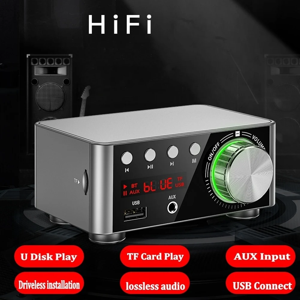 

A28Q-50W + 50W 100W Bluetooth 5.0 Усилитель звука цифровой, класс D, USB, AUX, TF, для домашнего кинотеатра, Hi-Fi, стерео