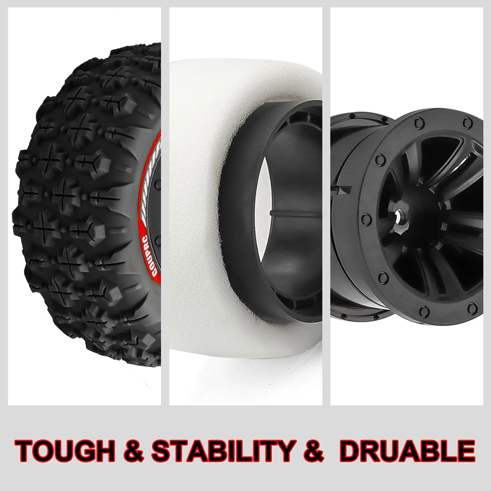 

4Pcs 12mm Hex RC Wheel Tires Set Swamp Claw Mud Terrain Tires Accessories RC Tires Wheels for 1/14 1/16 RC Car Crawler Truck