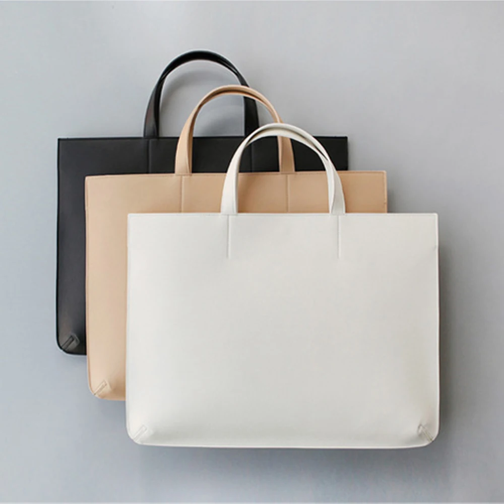 Large Capacity Custom Initials Laptop Bag PU Leather Business Office Student Briefcase Fashion Simple Notebook Computer Handbag