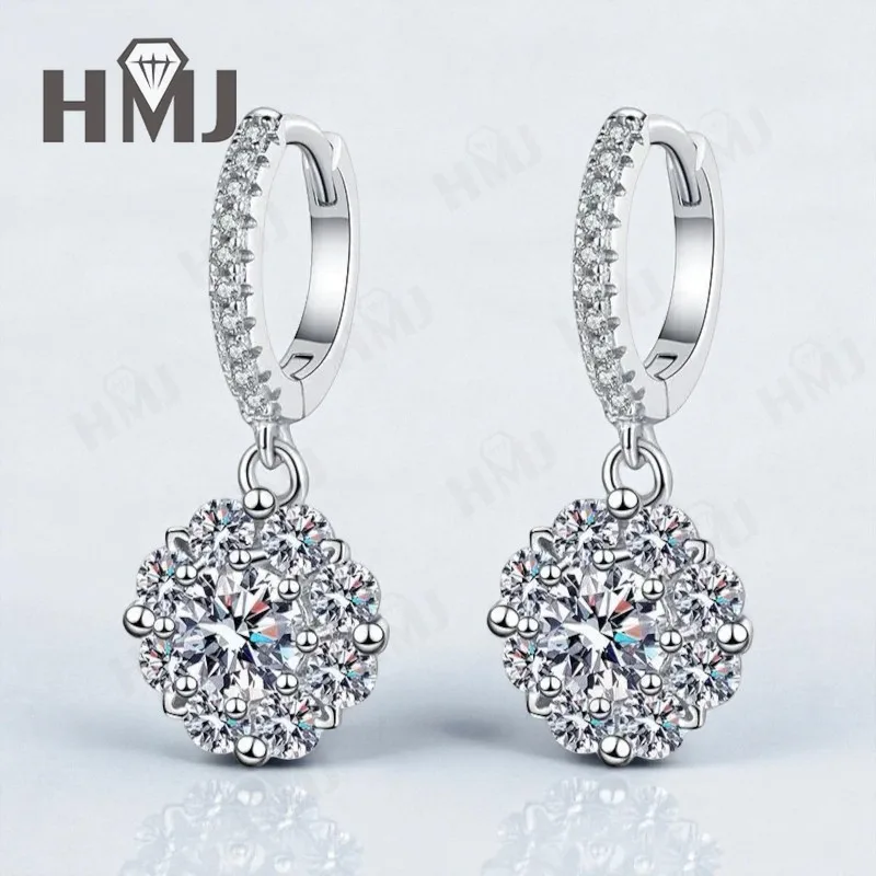 

Sparkling Earrings with 1CT D White Black Champagne Vivid Blue Light Green Round Moissanite Diamond S925 Women's Fishion Jewely